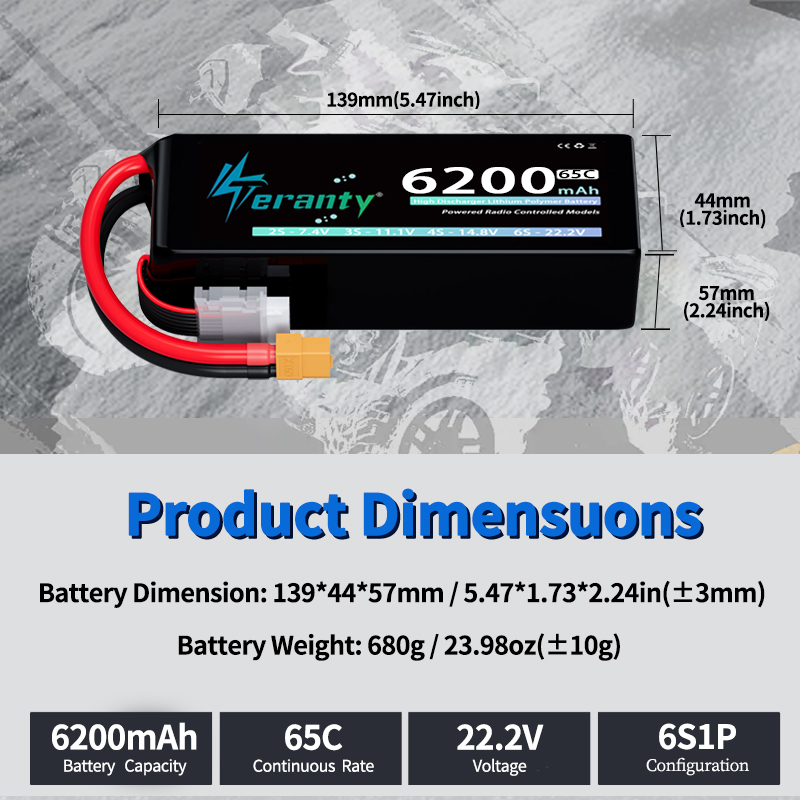 TERANTY 6S 6200mAh リポバッテリー 22. - Drone Racing Battery のレビューと価格
